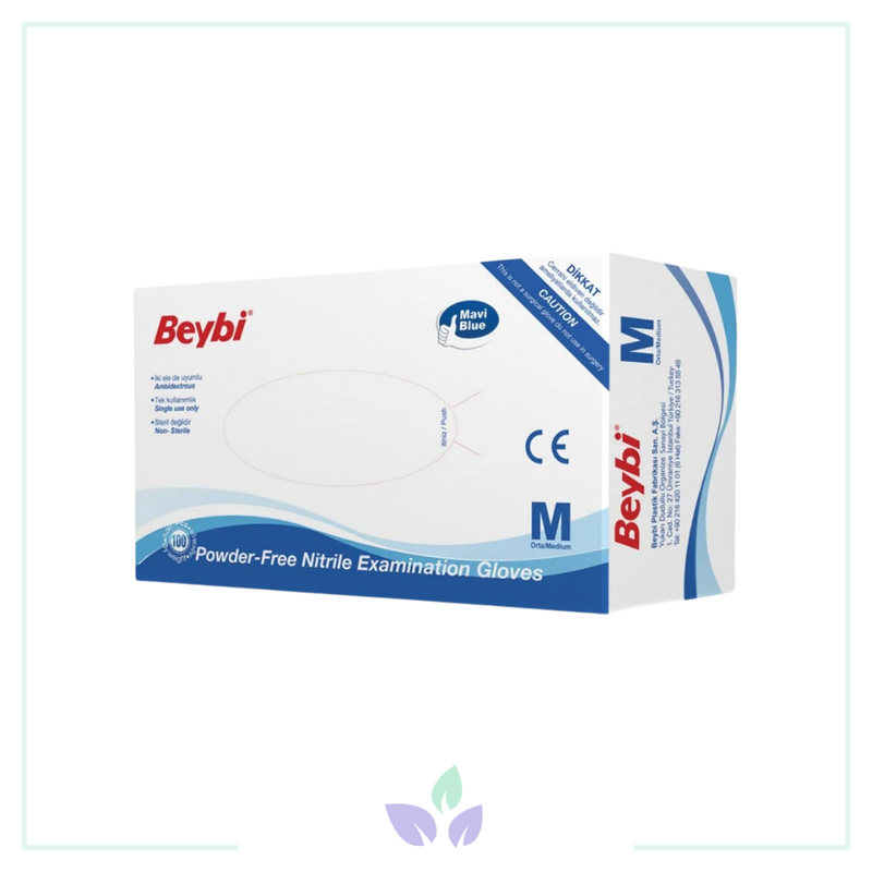 Beybi Nitril Pudrasız Mavi Eldiven Medium 100 Adet