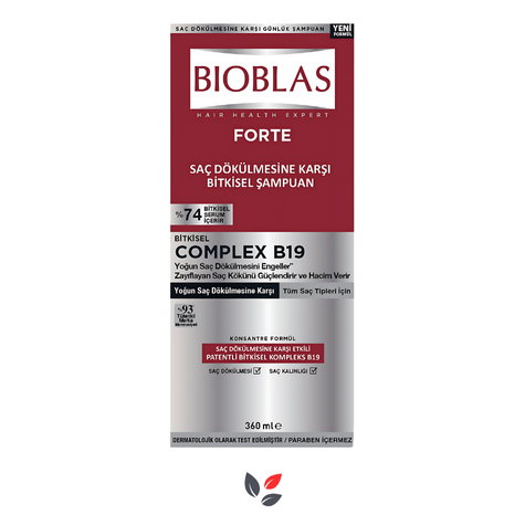 Bioblas Forte Complex B19 Yoğun Saç Dökülmelerine Karşı Bitkisel Şampuan 360 ml