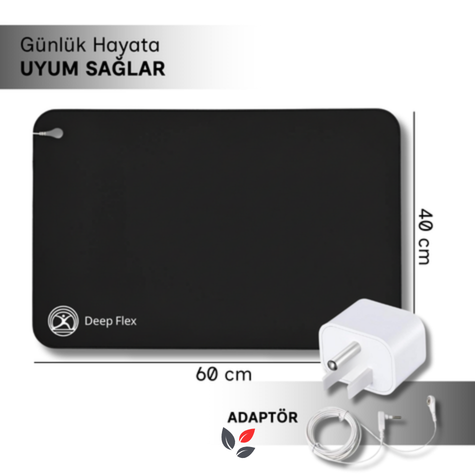 Deep Flex Stres Azaltıcı ve Enerji Dengeleyici Topraklama Matı Set (Mat + Kablo + Priz Adaptörü)  40x60 cm
