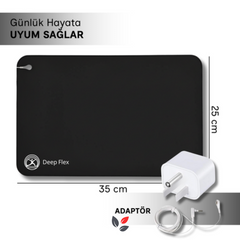 Deep Flex Stres Azaltıcı ve Enerji Dengeleyici Topraklama Matı Set (Mat + Kablo + Priz Adaptörü) 25x35 cm