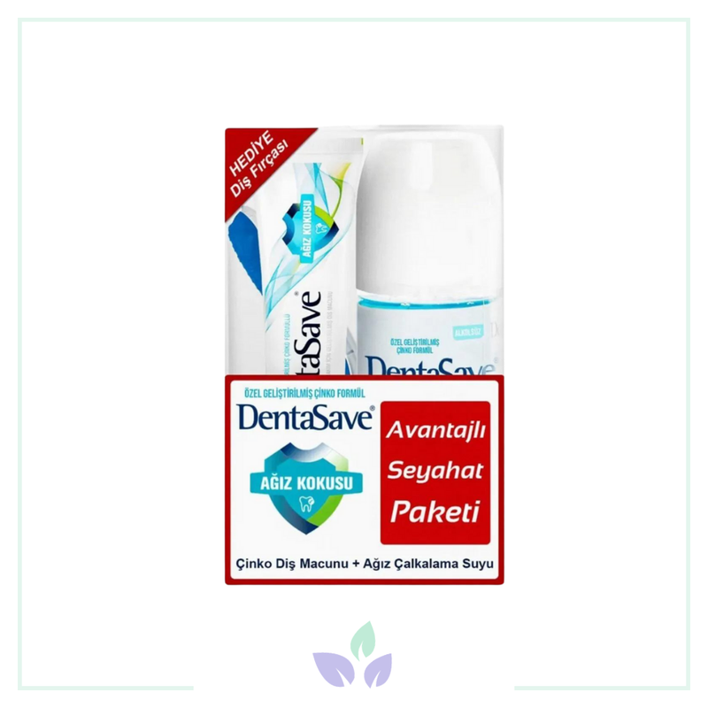 Dentasave Seyahat Paketi Çinko Diş Macunu 15ml + Alkolsüz Ağız Çalkalama Suyu 95ml