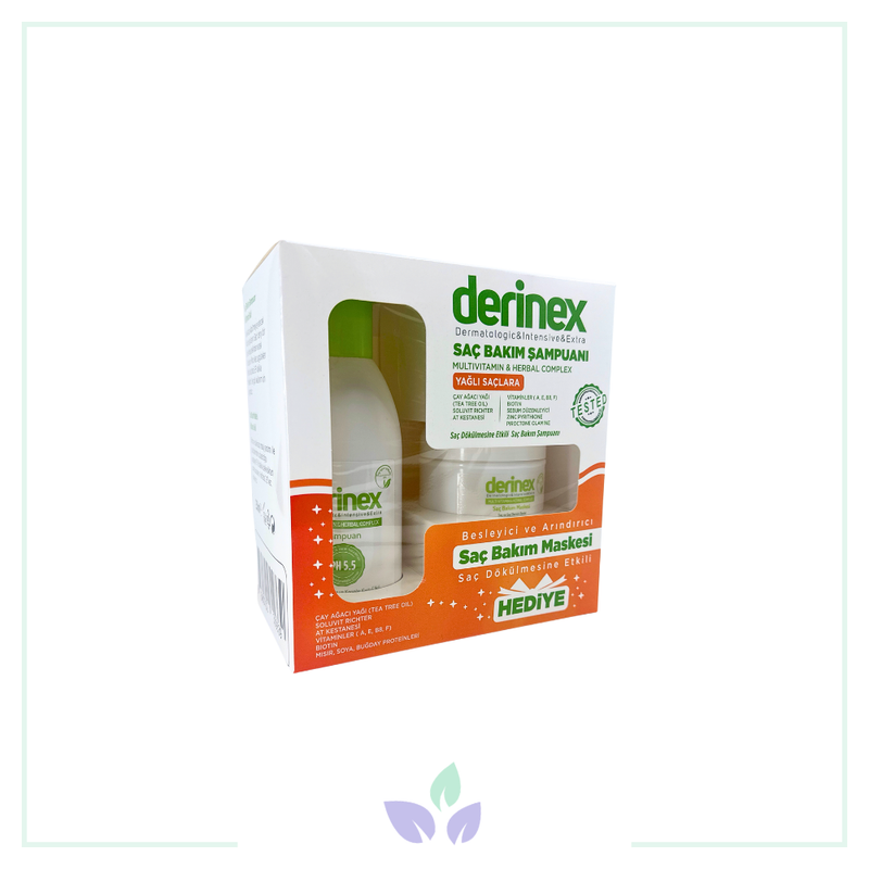 Derinex Saç Bakım Şampuanı Yağlı Saçlar 250 ml + Saç Bakım Maskesi Hediye