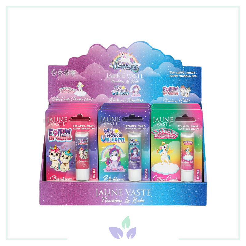 Jaune Vaste Lip Balm Kids Unicorn Dudak Kremi 12'li Karma Stand