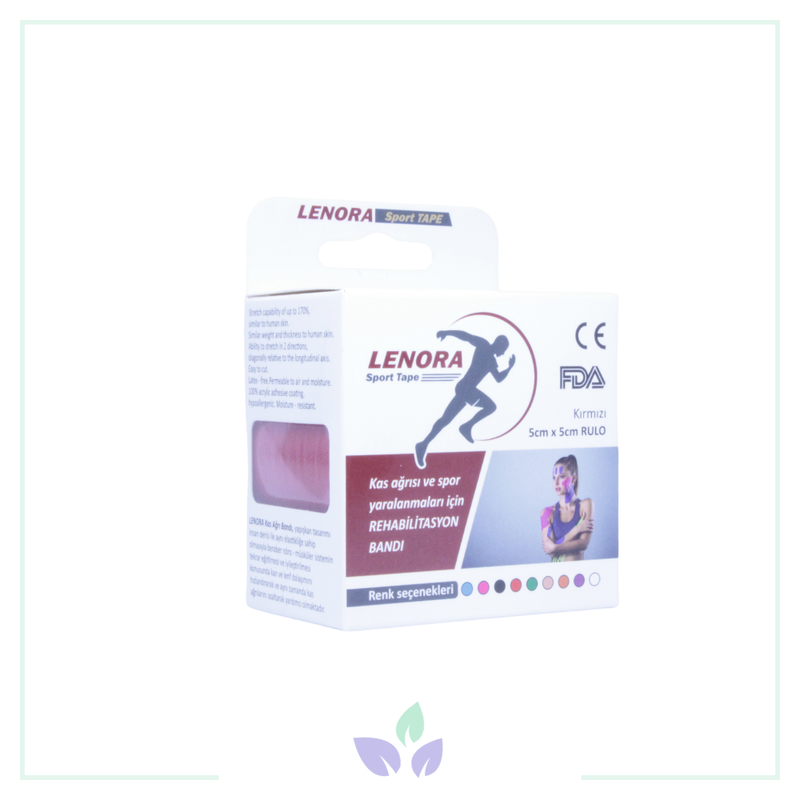 Lenora Kinesio Ağrı Bandı Kırmızı 5cm x 5m