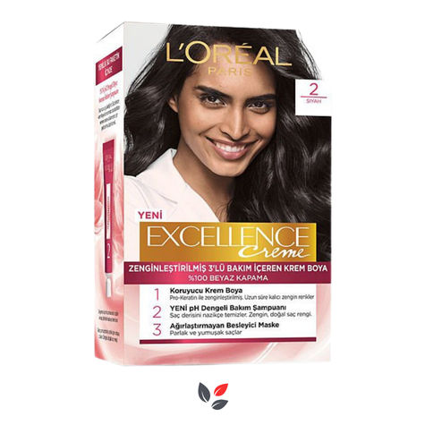 Loreal Excellence Creme 2 Siyah Saç Boyası