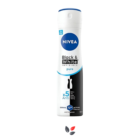 Nivea Kadın Sprey Deodorant Black&White Invisible Pure 72 Saat Anti-Perspirant Koruma, 150 ml