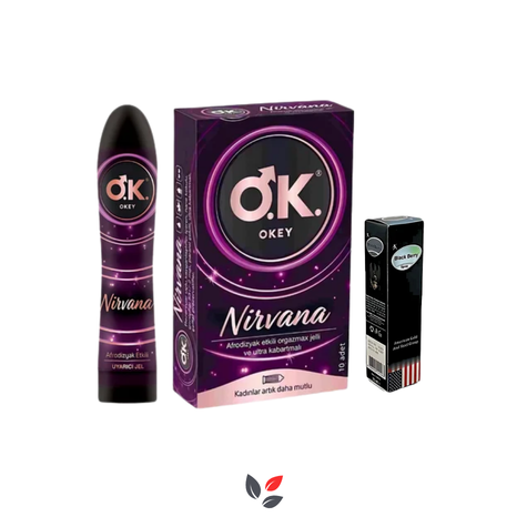 Okey Nirvana Üçlü (Prezervatif + Jel + Sprey)