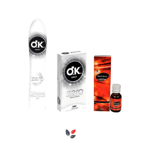 Okey Zero Üçlü Avantaj Paketi (Prezervatif + Kayganlaştıcı Jel + Kadın Damla)