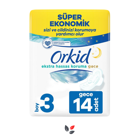 Orkid Ekstra Hassas Koruma Gece Boy 3 Hijyenik Ped 14'lü