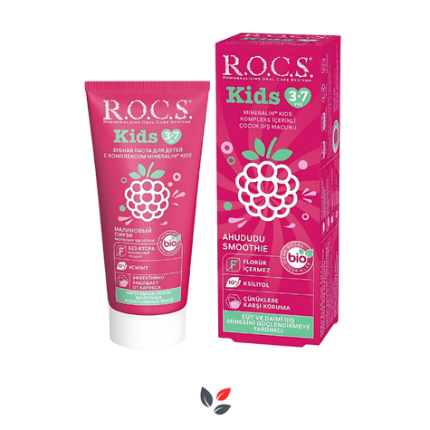 Rocs Kids 3-7 Yaş Ahududu Smoothıe Tadında Florürsüz Diş Macunu 35 ml