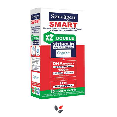 Sorvagen Smart Double Sitikolin Dha Omega 3 ve B12 30 Kapsül