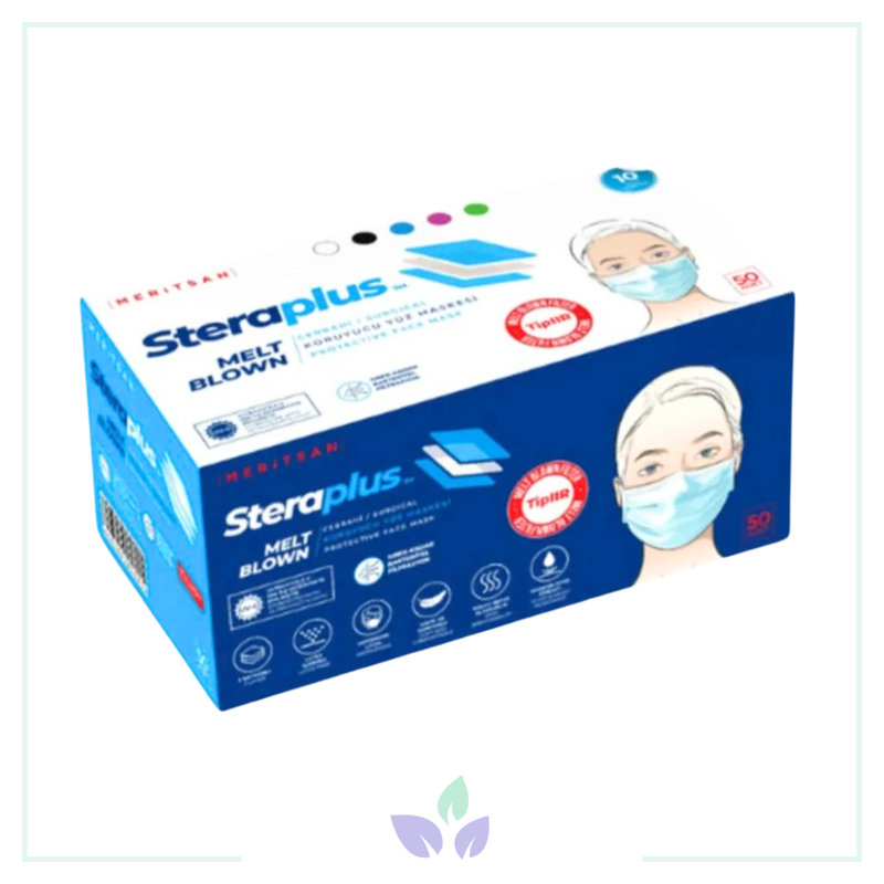 Steraplus 3 Katlı Burun Telli 50'li Cerrahi Yüz Maskesi