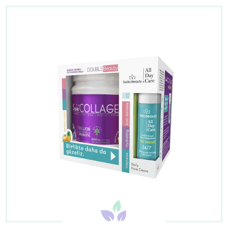 Suda Collagen Double Beauty Ananas Aromalı Kolajen 300 gr & Suda Beauty All Day Care Yüz Kremi 50 ml
