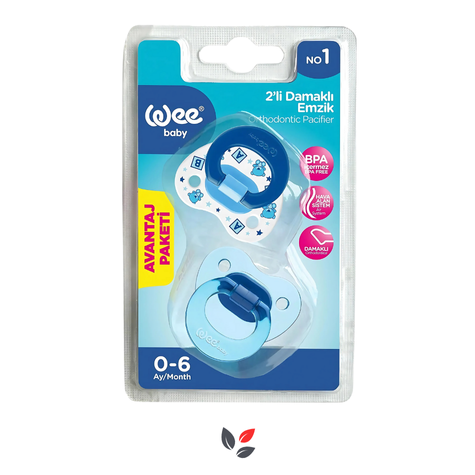 Wee Baby Damaklı Emzik 2'li Paket 0-6 Ay no:1 Mavi Kod 437