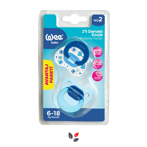 Wee Baby 2'li Damaklı Emzik No:2 6-18 Ay Mavi Kod 438