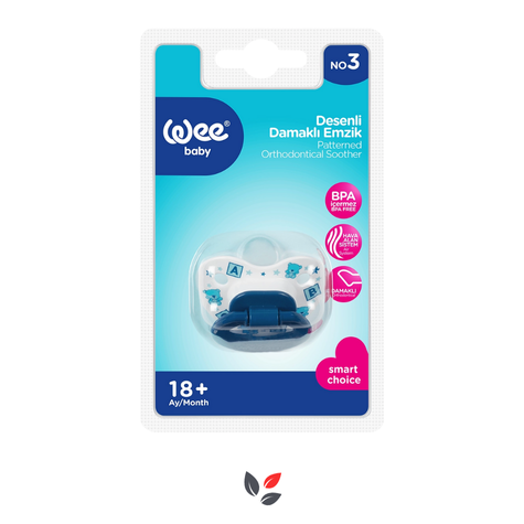 Wee Baby Desenli Damaklı Emzik 18+ Ay No 3  Mavi Kod 835